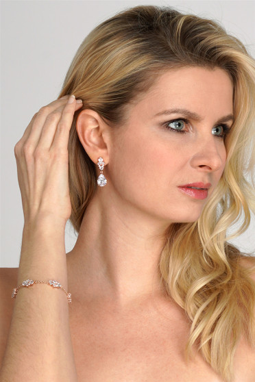 Cubic Zirconia Multi-Shape Bridal Bracelet and Earrings Set M592BS $39