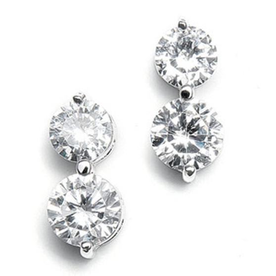 ma 531 Double Rounds Cubic Zirconia Wedding Earrings