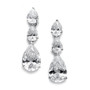 Abg 2770 Cubic Zirconia Triple Pears Drop Bridal Earrings