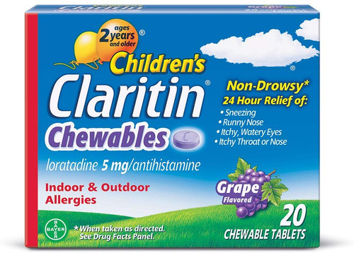 Children's Claritin 24 Hour Non-Drowsy Allergy  Grape Chewable Tablet, 5 mg, 20 Count
