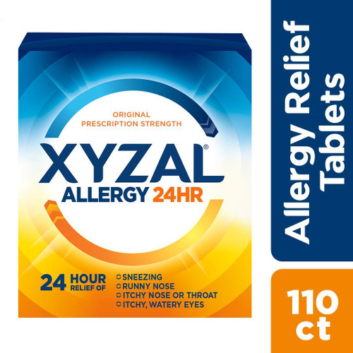 Xyzal Allergy 24HR 2 Bottles Of 55 Tablets Each (110 Tablets Total)