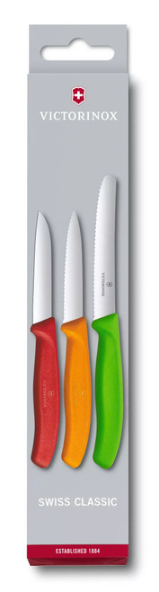 Sets, 3-Piece Paring Set (3¼" Straight Red, 3¼" Serrated Orange, 4½" Utility Green) Assorted