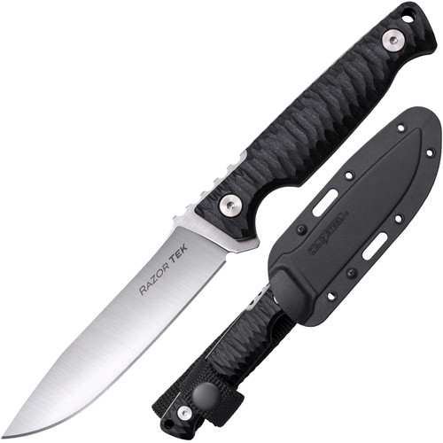 4" RAZORTEK / 3MM THICK / 4116SS / SATIN FINISH / BLACK GFN HANDLE / SECURE-EX SHEATH