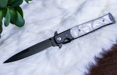 STILETTO - Pearl White - Black Blade