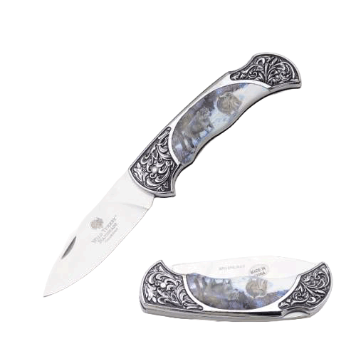 Wild Turkey Handmade - Manual Folder Knife - Wolves