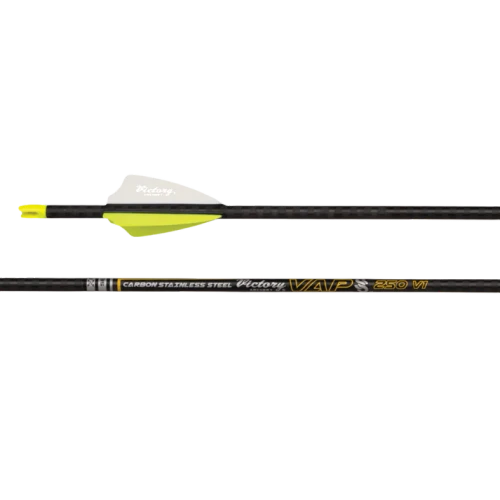 Victory Archery VAP SS 250 Sport Stainless Steel Fletched Arrows – 6 Pack