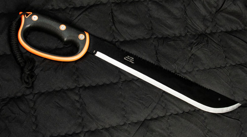 ELK RIDGE MACHETE - 21.5" - SAW BACK BLADE - ORG. & BLK D HANDLE - NYLON SHEATH