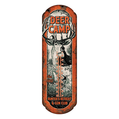 NEW DEER CAMP TIN THERMOMETER