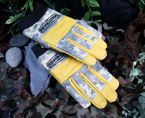 Yellow and Digi Camo Gloves w/Lining