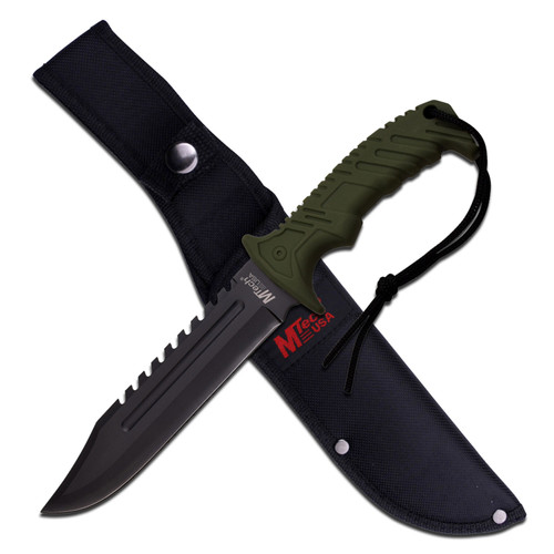 12.5" ARMY GRN SAW BACK FIXED BLADE