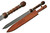 30" DAMASCUS GLADIUS STYLE SWORD W/ WOOD HANDLE & LEATHER SHEATH