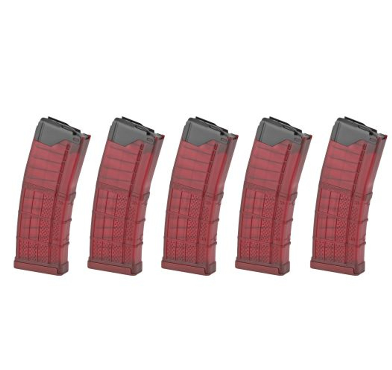 5 Pack of Lancer L5 AWM 30 Round .223/5.56 AR-15 Magazine - Translucent RED