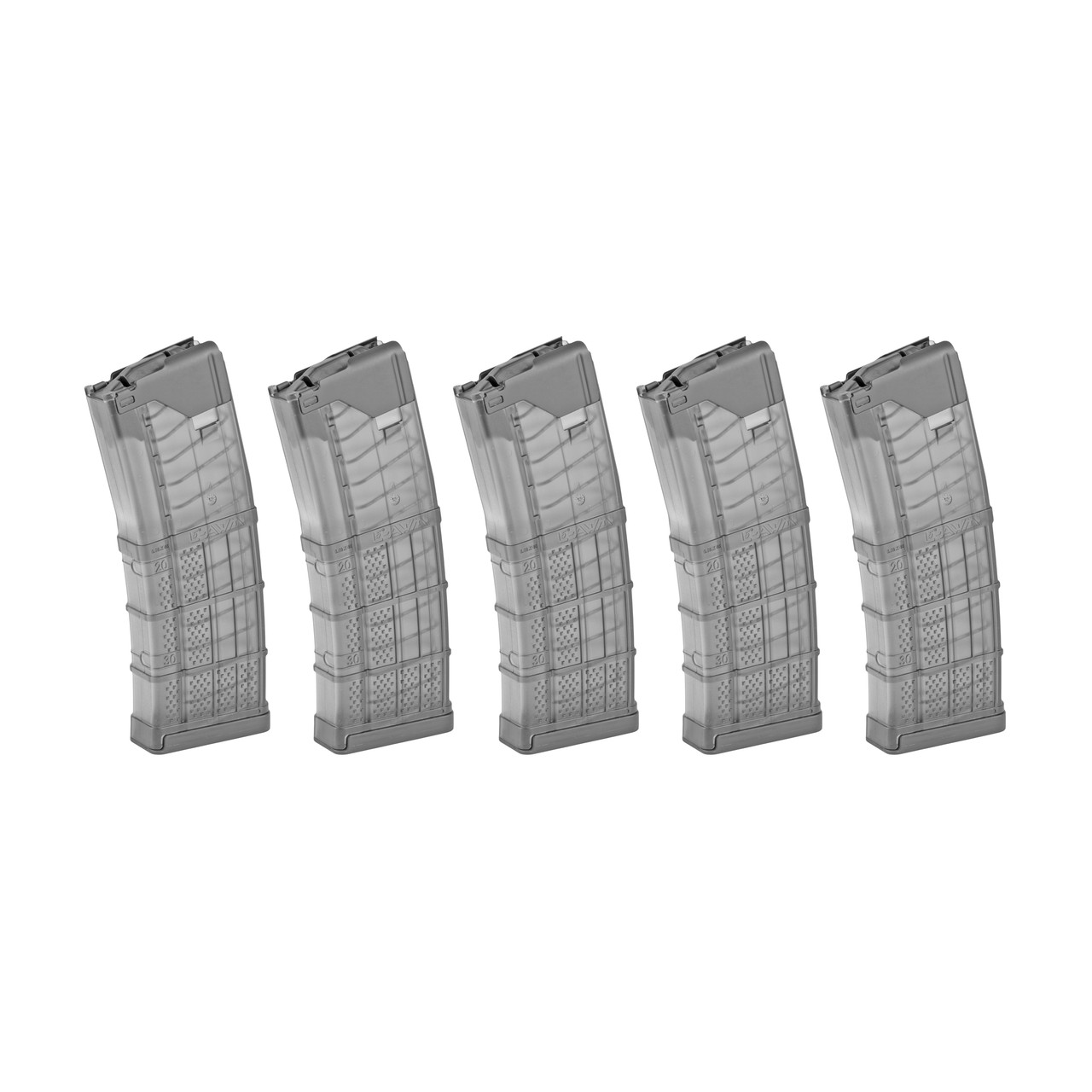 5 Pack of Lancer L5 AWM 30 Round .223/5.56 AR-15 Magazine - Translucent Smoke