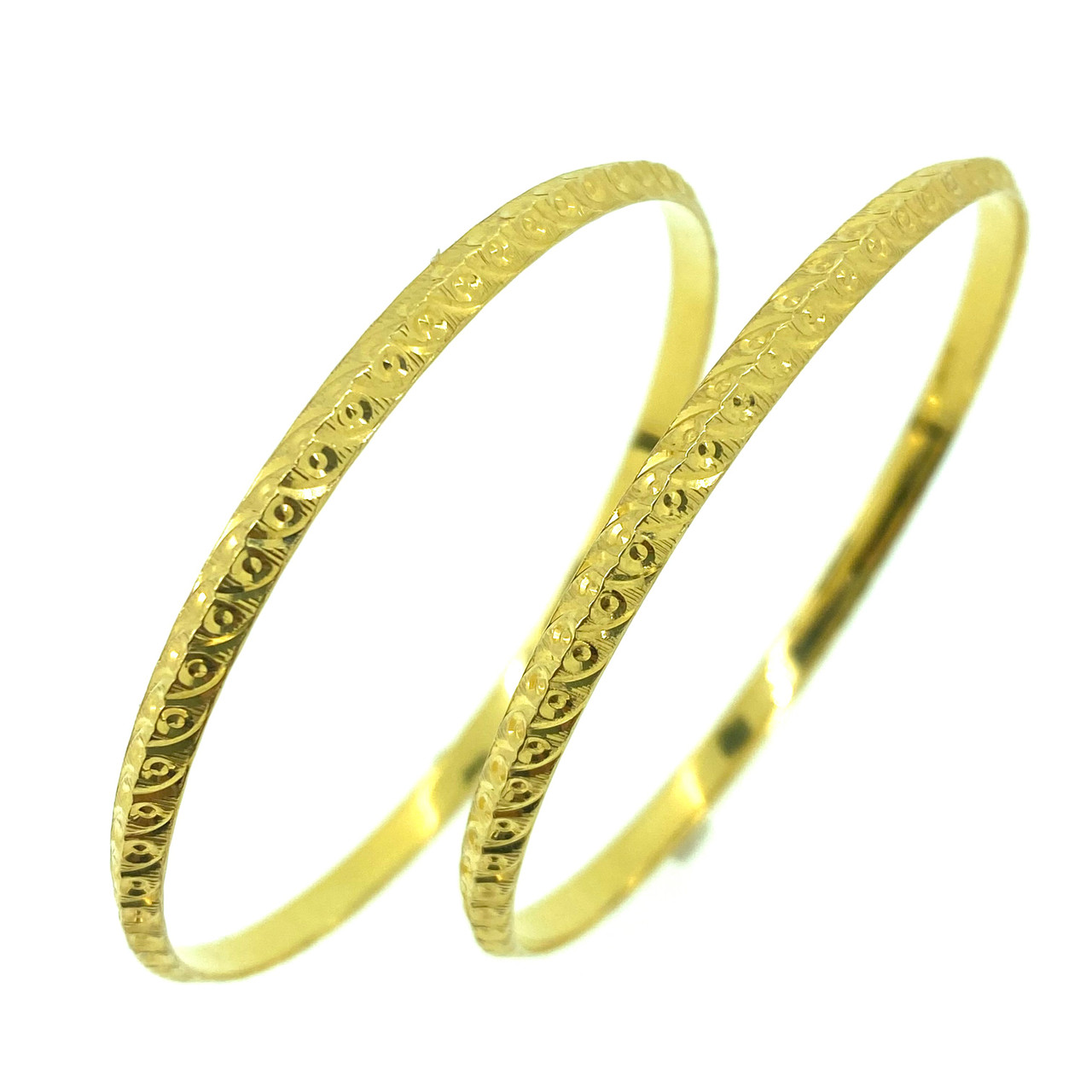 LADIES LASER CUT SLIP ON KADA 22K YELLOW GOLD PAIR OF