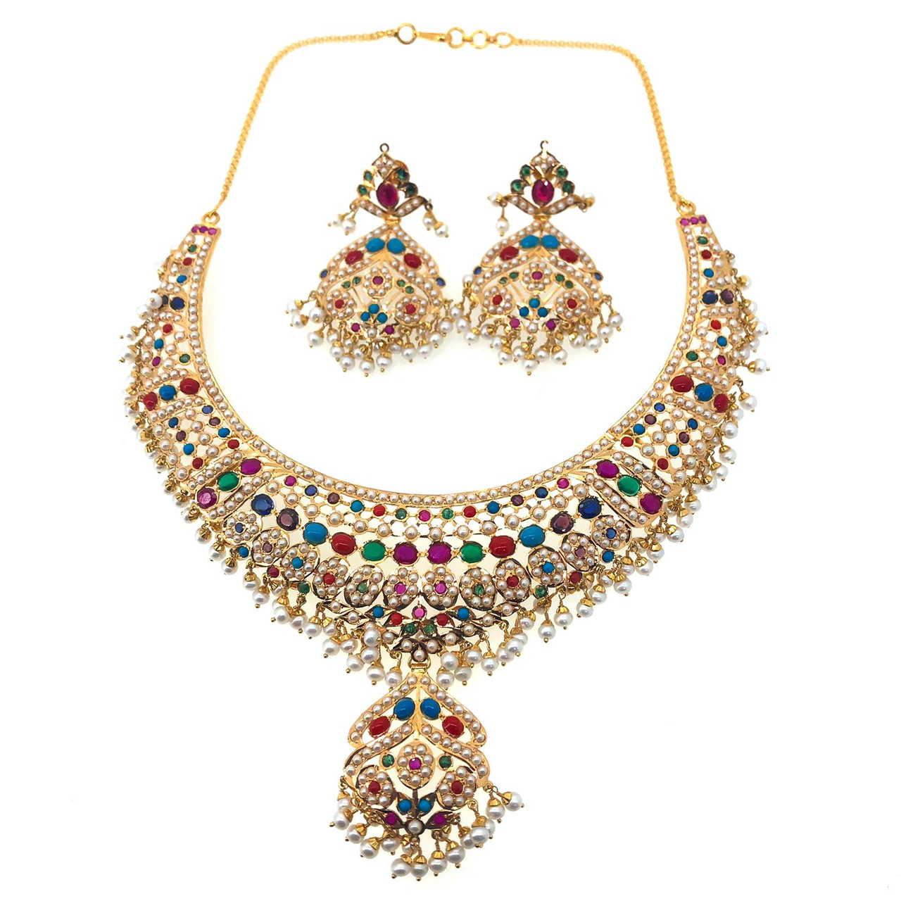 Beaded Navratan Necklace - Krishna Jewellers Pearls and Gems