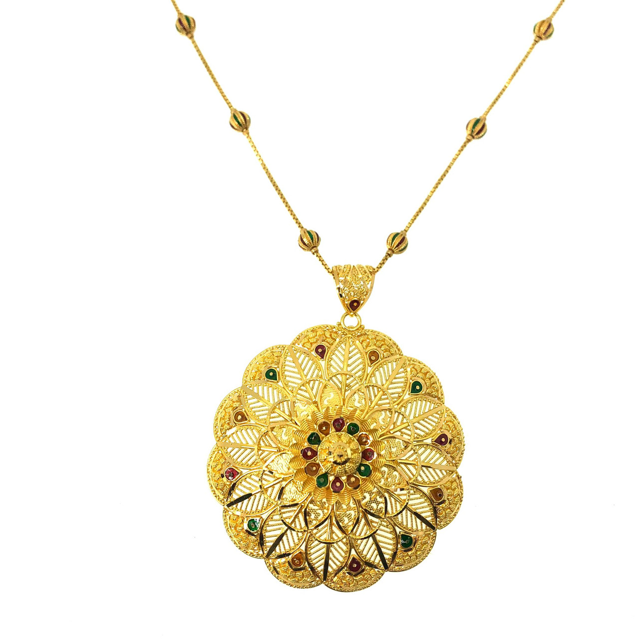 Gold Dome Pendant Necklace