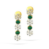 Two-Tone Floral Style Emerald & Diamond Necklace Set With Earrings - 18kt Gold