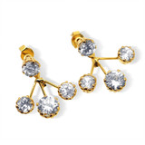 Changeable Style Two in One Cubic Zirconia Earrings - 22kt Yellow Gold