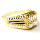 SQUARE TOP RING WITH 4 CUBIC ZIRCONIA - 22KT YELLOW GOLD