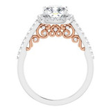 CUSHION HALO-STYLE ENGAGEMENT RING - WHITE AND ROSE GOLD