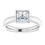 SQUARE BEZEL-SET SOLITAIRE ENGAGEMENT RING - WHITE GOLD