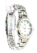 TAG Heuer Link Lady stainless steel diamond watch angled case view 32mm