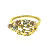 TRI-COLOR LADIES RING FEATURING C.Z STONE