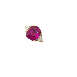 LADIES DIAMOND RING FEATURING PINK STONE - 18K YELLOW GOLD