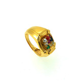 MENS NAVRATAN STONE RING FEATURING DULL AND SHINY FINISHING -22K YELLOW GOLD