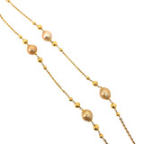 LONG NECKLACE SET FEATURING PEARL AND GOLD BEADS - 22K YELLOW GOLD