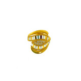 LADIES FANCY RING FEATURING LASER CUT AND CZ STONE -  22K TWO TONE