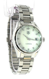 TAG Heuer Carrera   Calibre 5 WAR1314.BA0778 stainless steel case diamond dial angled view