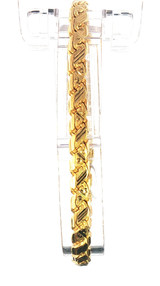 Textured 22K Yellow Gold Woven Link Chain Bracelet