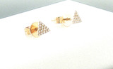 Diamond Pavé Triangle Stud Earrings in Yellow Gold,0.07 ct,0.84 gram,14kgold