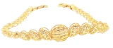 Gold Openwork Chain Bracelet with Textured Centerpiece,22kt,7 inch,7gm