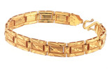 Yellow Gold Textured Link Chain Bracelet