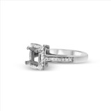 Princess-cut halo cathedral dial diamond engagement ring setting in 18kt white gold