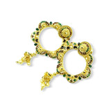 Filigree Work Meenakari Design Chaand Earrings - 22kt yellow gold