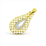 Two -Tone Pendant With C.Z Stone - 22kt gold