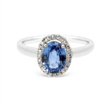 Diamond & Sapphire Ring - 18kt white gold