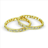 Floral Design Diamond Bangle - 18kt yellow gold - 1 Pair