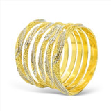 Two-Tone Mirror Finish Style Bangles - 22kt gold - Se