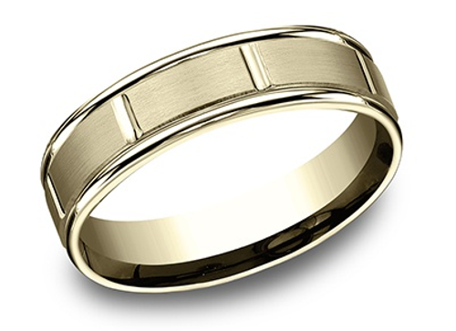 Cut Design Wedding Band - 18kt Yellow Gold