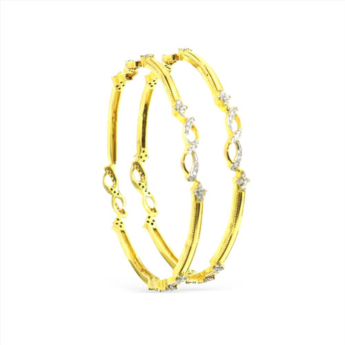 Swirl Design Diamond Bangles - 18kt gold - 1 Pair
