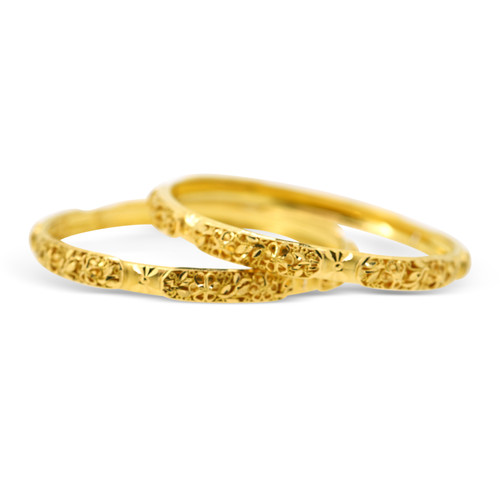 Mirror Finish Laser Cut Bangles - 22kt Gold - 1 Pair