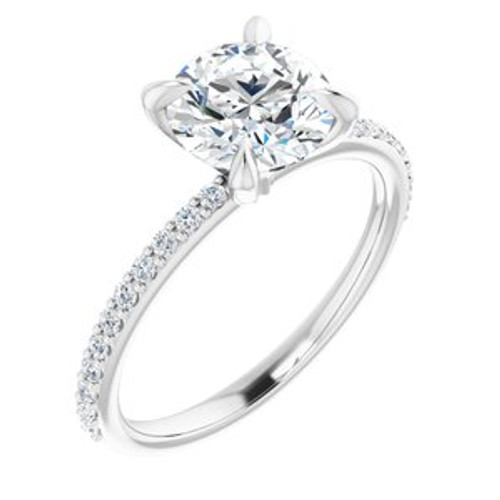 ROUND ACCENTED ENGAGEMENT RING - WHITE GOLD