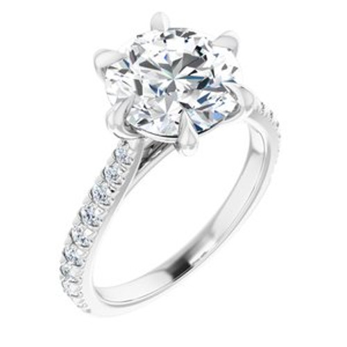 ROUND FRENCH-SET ENGAGEMENT RING - WHITE GOLD