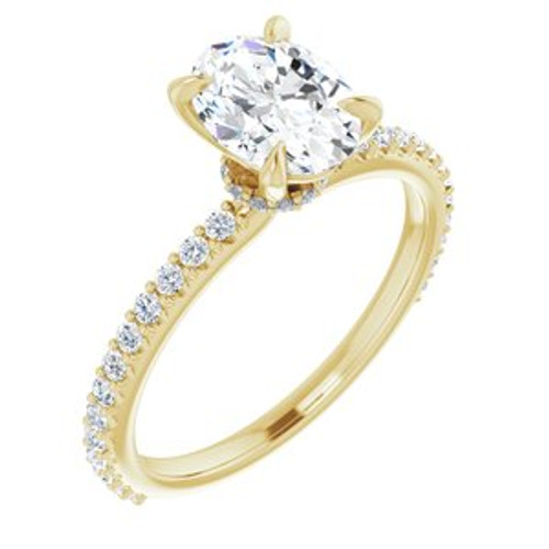 OVAL ACCENTED ENGAGEMENT RING - YELLOW GOLD