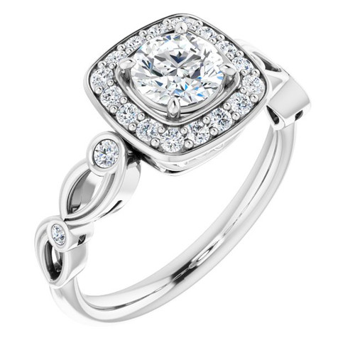 ROUND HALO-STYLE ENGAGEMENT RING - WHITE GOLD-1707854756