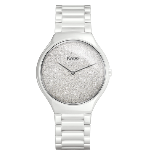 Rado True Thinline R27007092 Swiss quartz watch with 39mm white high-tech ceramic case and bracelet